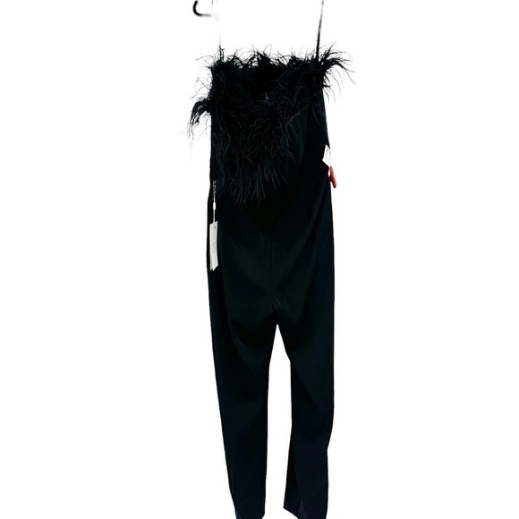 Mac Duggal Feathered Strapless Jumpsuit Back Zip Black Women's Size 12 NWT - Picture 6 of 12